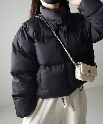 【裾絞り可能２WAY 】ニュアンスカラーショートパフダウンジャケット