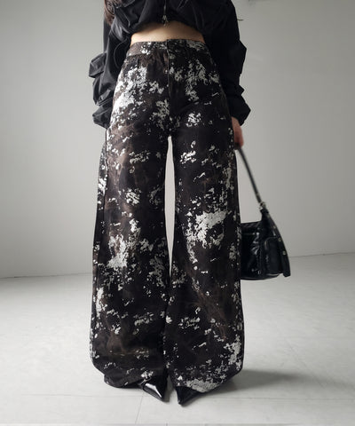 【 ３SIZE 】箔プリントブリーチヴィンテージワイドデニム ／ Foil print bleached vintage wide denim