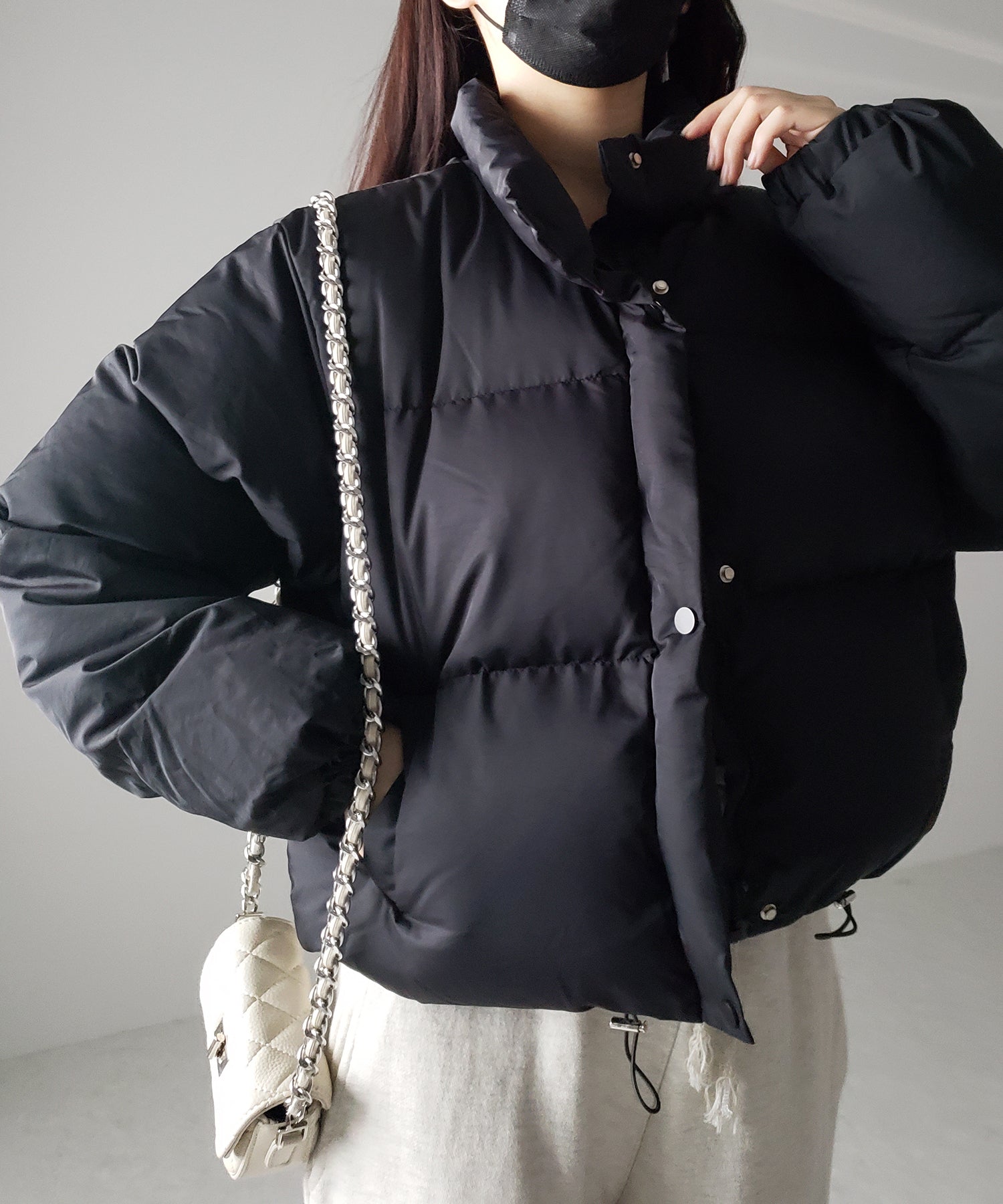 【裾絞り可能２WAY 】ニュアンスカラーショートパフダウンジャケット