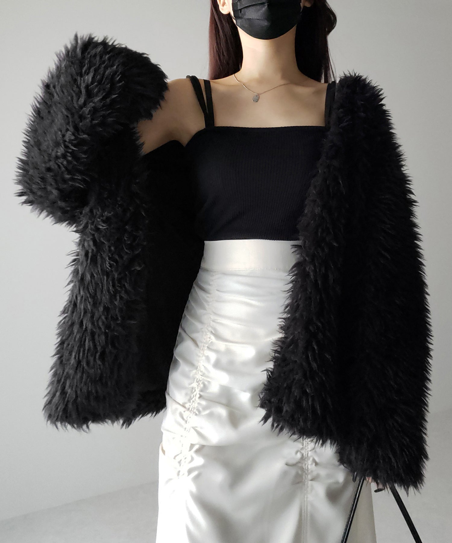 【 3COLOR 】ロングシャギーボアオーバーボリュームカーディガン
