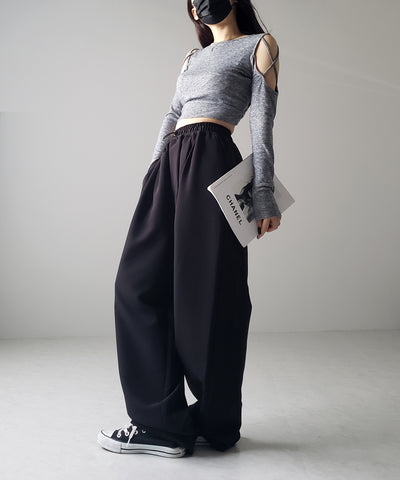 【 ４size／６color 】２WAYドロストタックギャザーバルーンワイドパンツ