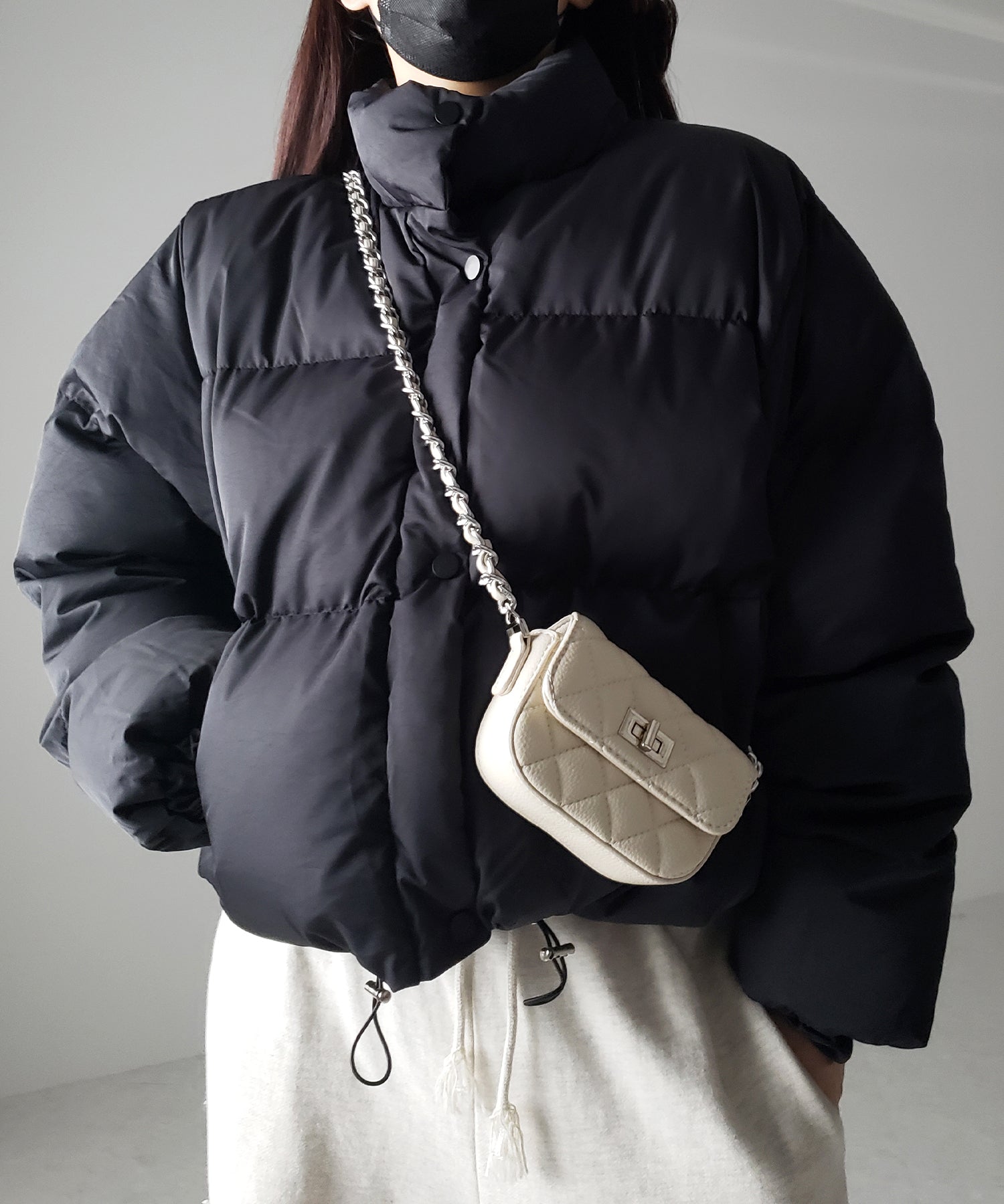 【裾絞り可能２WAY 】ニュアンスカラーショートパフダウンジャケット