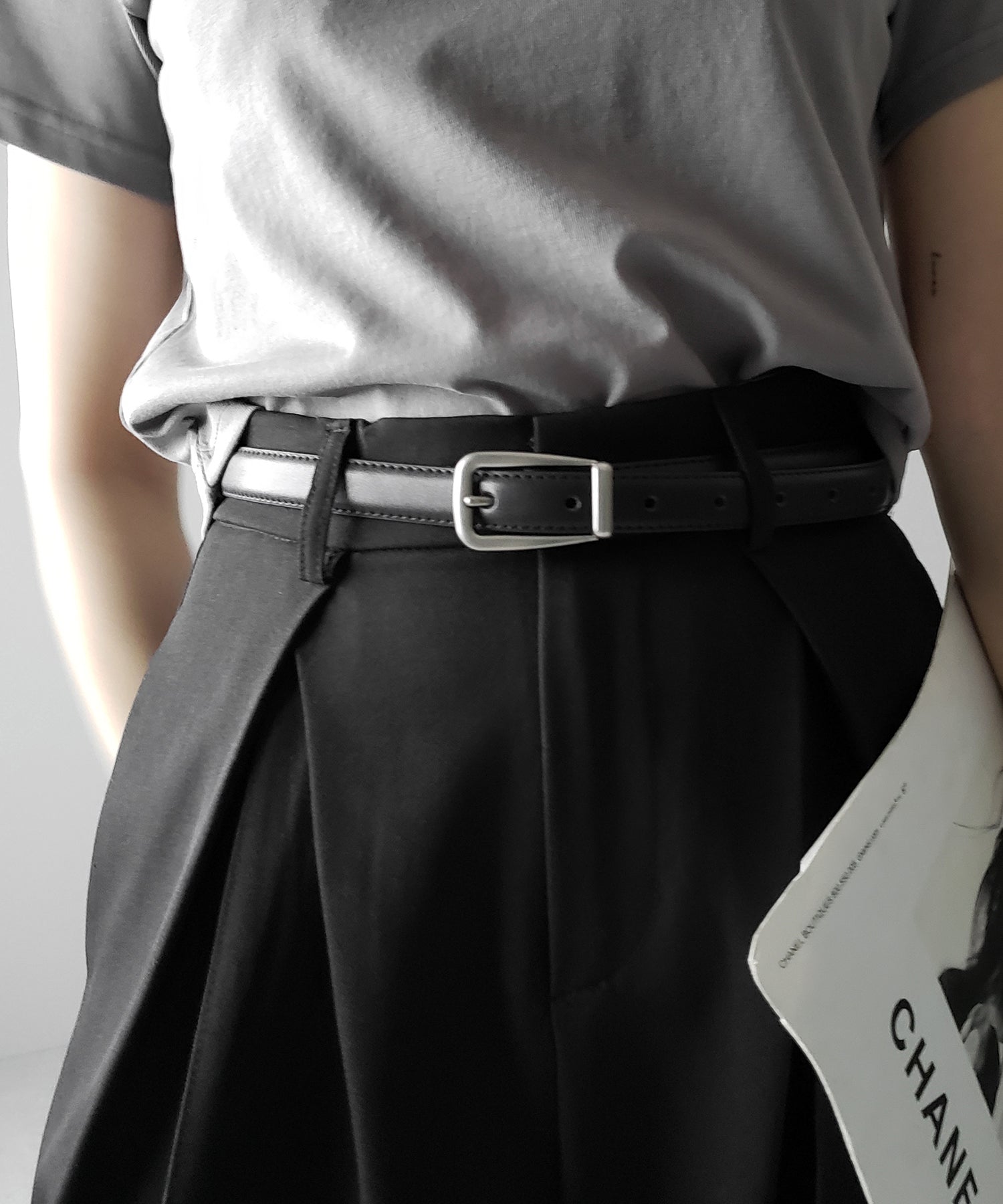 【 メンズ・レディース兼用 】 マットスクエアバッグルフェイクレザーベルト ／matte square buckle fake leather belt