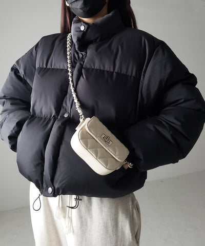 【裾絞り可能２WAY 】ニュアンスカラーショートパフダウンジャケット