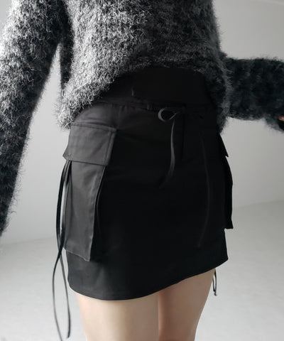 【 ２WAY 】３ストラップリボンカーゴミニスカート ／ three strap ribbon cargo mini skirt