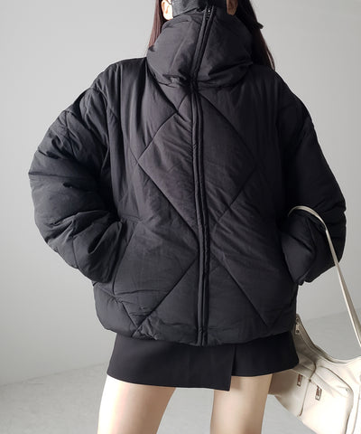 【 ３COLOR ／２WAY 】ボリュームハイネックナイロンパフダウンジャケット