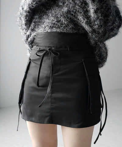 【 ２WAY 】３ストラップリボンカーゴミニスカート ／ three strap ribbon cargo mini skirt