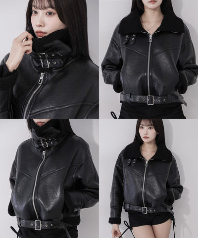 B-3ヴィンテージレザーボアムートンジャケット ／ B-3 vintage leather boa mouton jacket