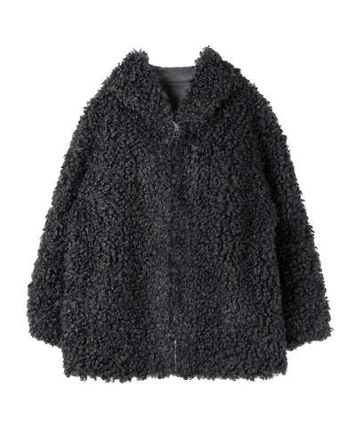 【 限定先行販売 】プードルボアミドルフーディコート ／ poodle boa middle hoodie coat