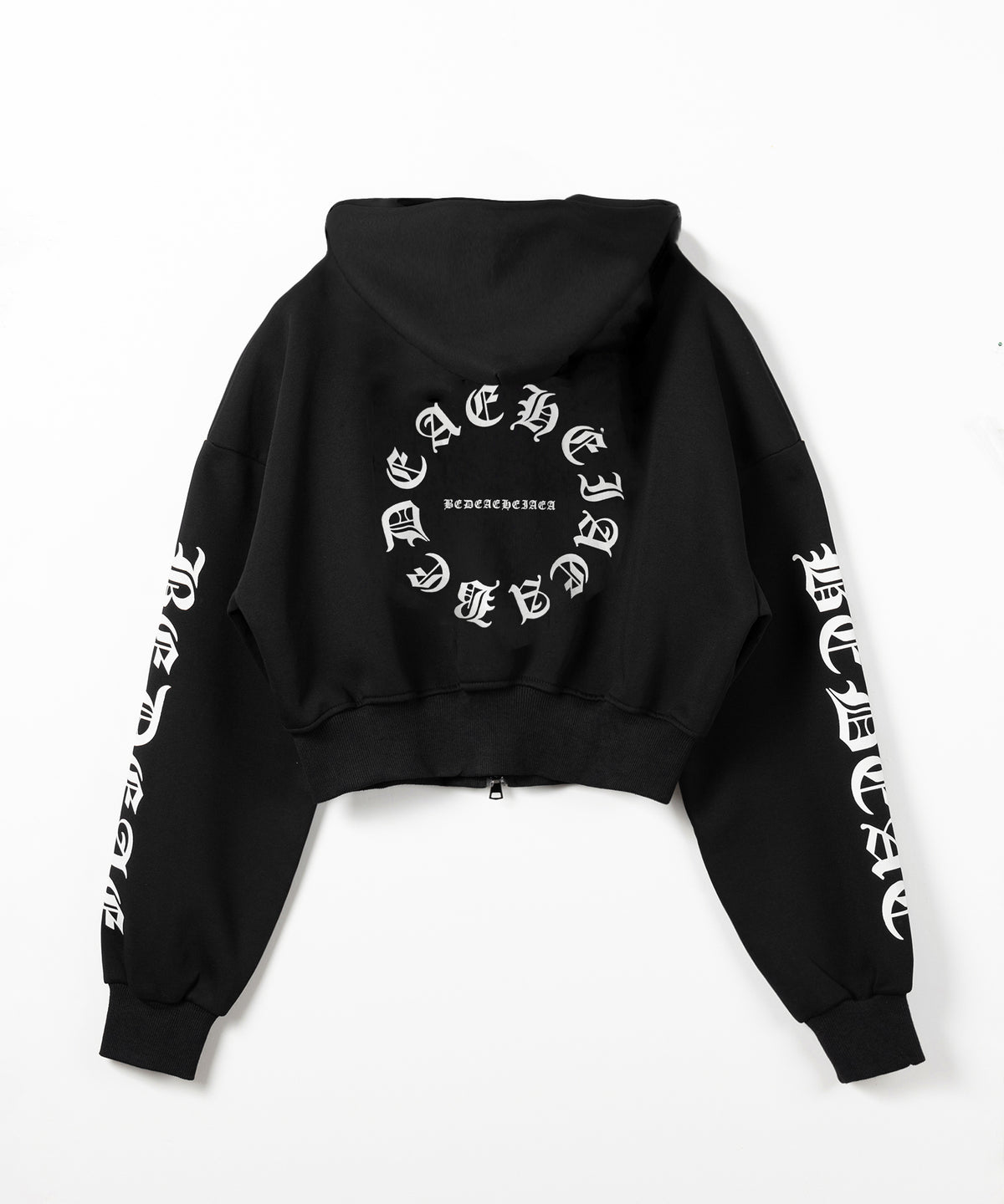グランジロゴダブルジップショートパーカー ／ grunge logo double zip short hoodie
