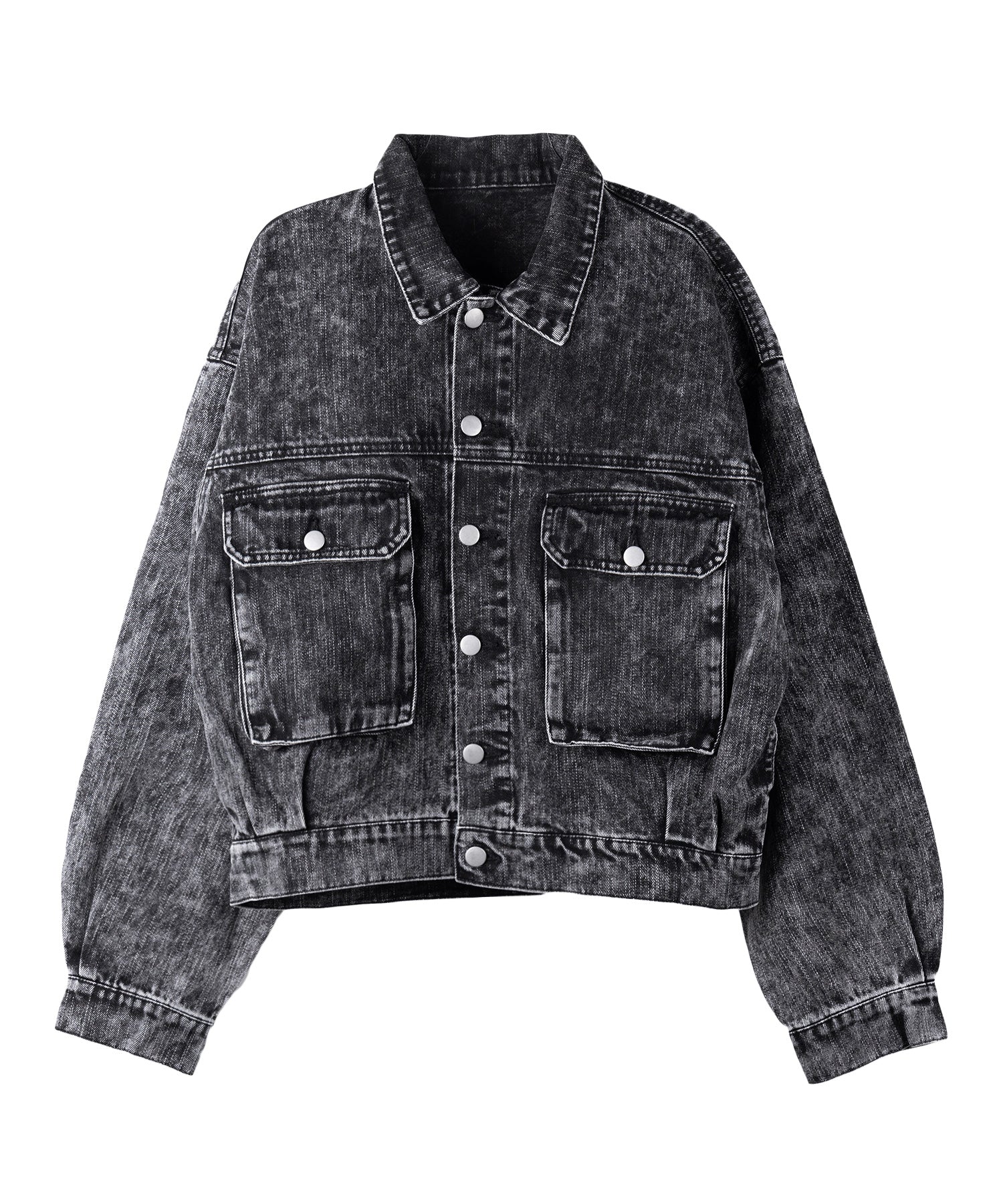 【 限定先行販売 】vintage chemical bleached out pocket short denim jacket