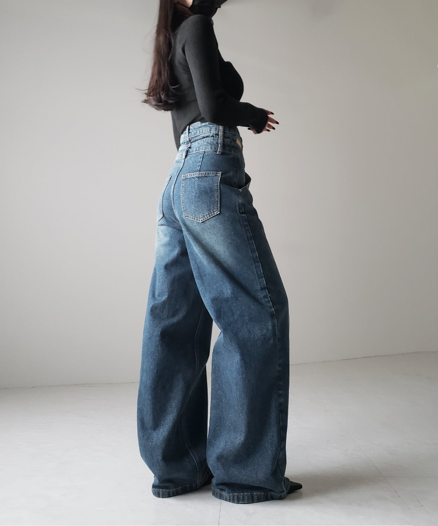 2color ／4size 】カットアウトダブルハイウエストワイド