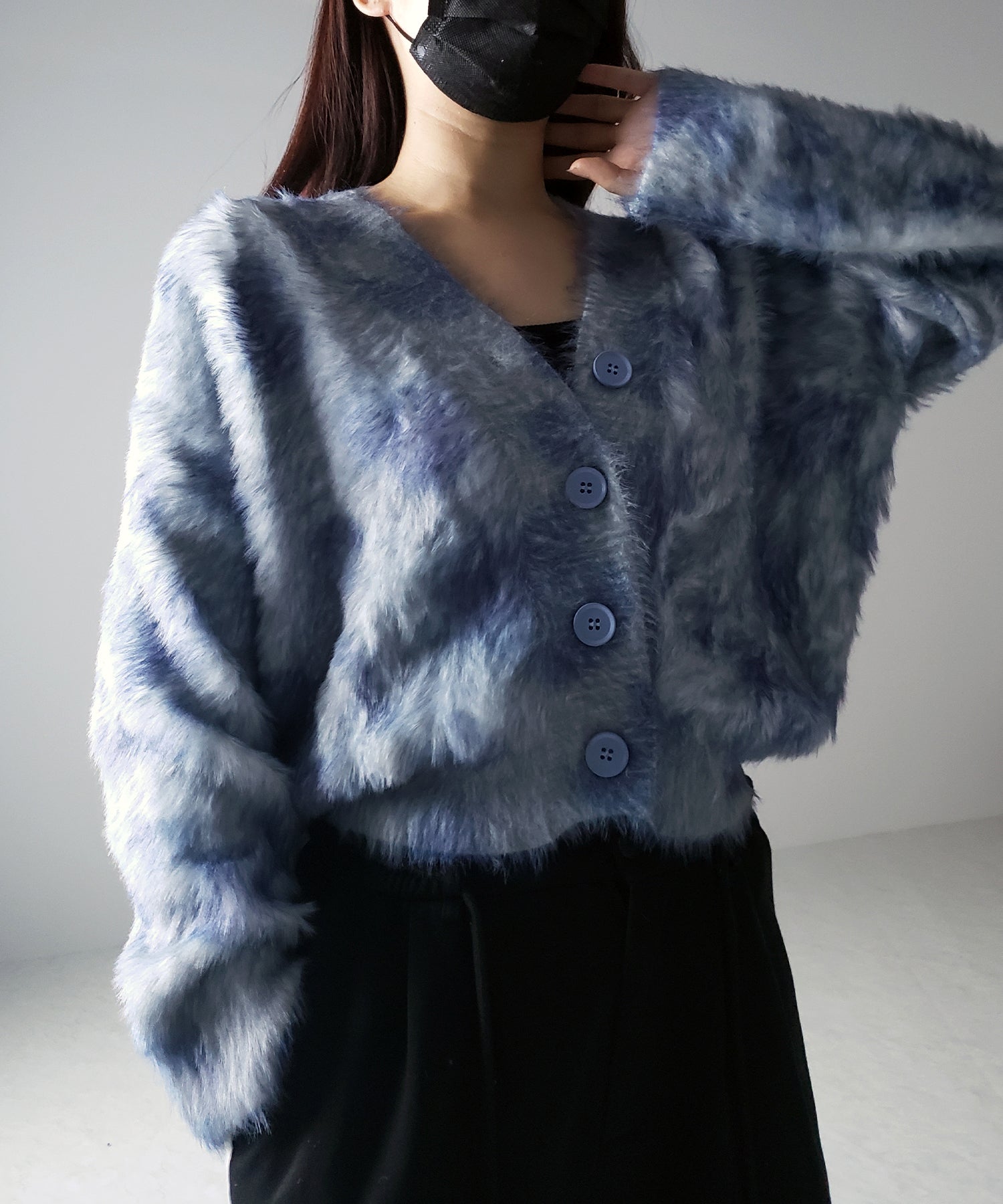 【 2color 】レオパードマーブルシャギーニットカーディガン / reopard marble knit shaggy cardigan