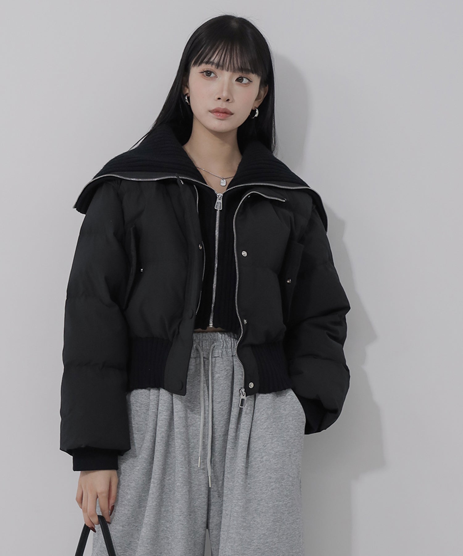 2color 】ジップアップレイヤードショートダウンブルゾン ／ zipup  