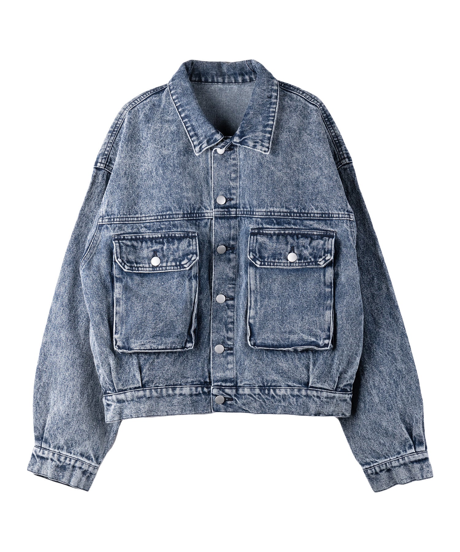 【 限定先行販売 】vintage chemical bleached out pocket short denim jacket