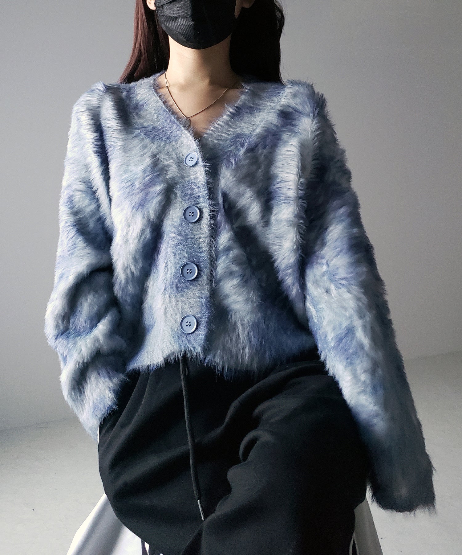 【 ２color 】レオパードマーブルシャギーニットカーディガン ／ reopard marble knit shaggy cardigan