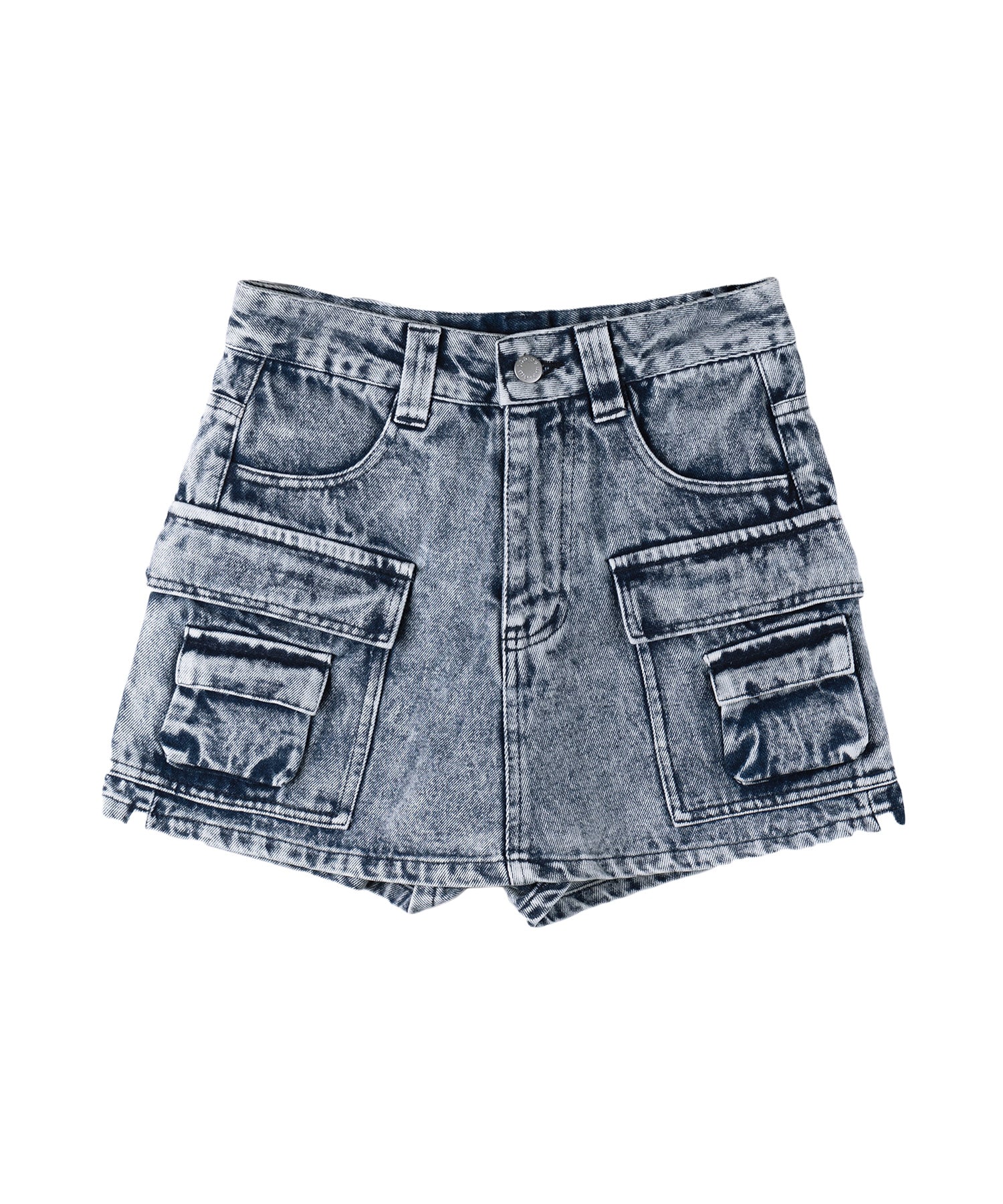 【 限定先行販売 】vintage chemical bleached cargo denim mini skirt pants