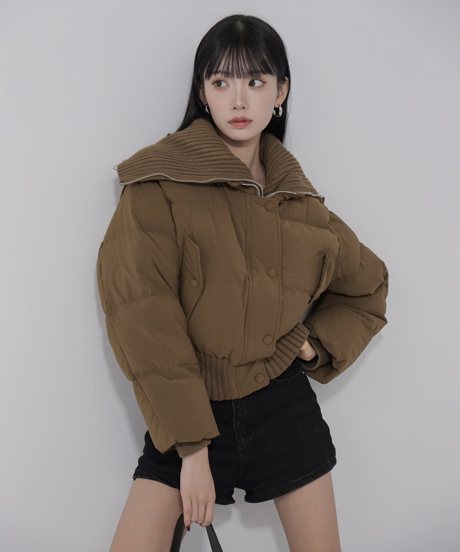 高級品市場 【 ２color blouson down short layerd zipup ／ 】ジップアップレイヤードショートダウンブルゾン ジャケット・アウター