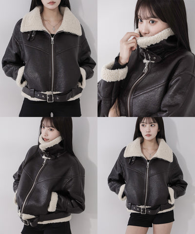 B-3ヴィンテージレザーボアムートンジャケット ／ B-3 vintage leather boa mouton jacket