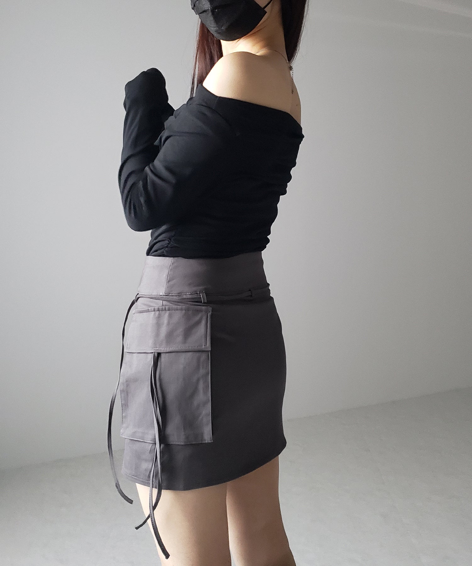 【 ２WAY 】３ストラップリボンカーゴミニスカート ／ three strap ribbon cargo mini skirt