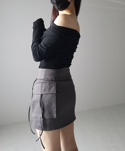 【 ２WAY 】３ストラップリボンカーゴミニスカート ／ three strap ribbon cargo mini skirt
