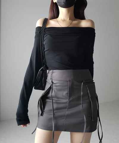 【 ２WAY 】３ストラップリボンカーゴミニスカート ／ three strap ribbon cargo mini skirt
