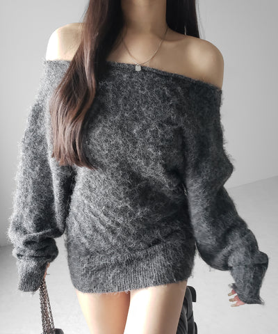 オフショルダーレディニットミニワンピース ／ off shoulder lady knit mini onepiece
