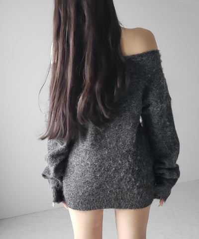 オフショルダーレディニットミニワンピース ／ off shoulder lady knit mini onepiece