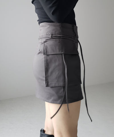 【 ２WAY 】３ストラップリボンカーゴミニスカート ／ three strap ribbon cargo mini skirt