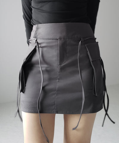 【 ２WAY 】３ストラップリボンカーゴミニスカート ／ three strap ribbon cargo mini skirt