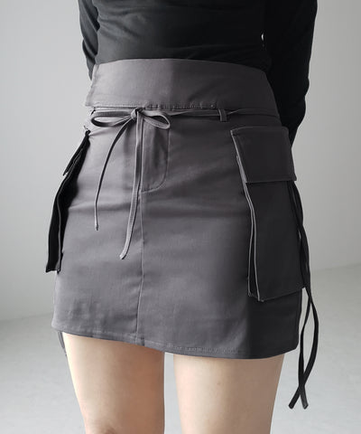 【 ２WAY 】３ストラップリボンカーゴミニスカート ／ three strap ribbon cargo mini skirt