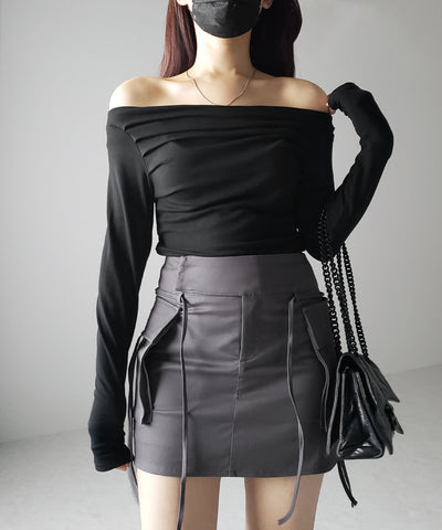 【 ２WAY 】３ストラップリボンカーゴミニスカート ／ three strap ribbon cargo mini skirt