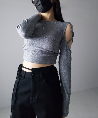 【 ４color 】カットアウトサイドリボンウォッシュストレートデニム