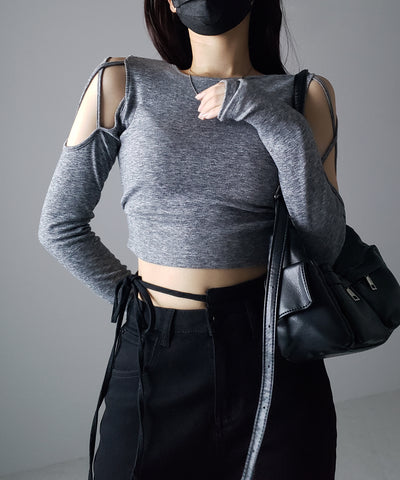 【 ４color 】カットアウトサイドリボンウォッシュストレートデニム