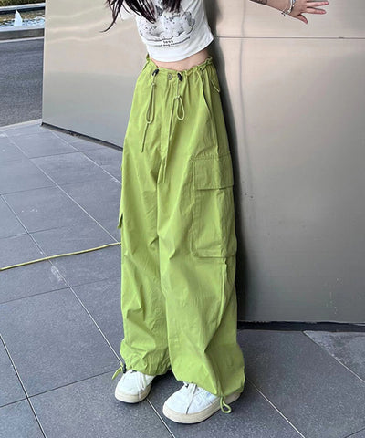 【 ２WAY ／３SIZE 】ドローストリングボリュームワイドカーゴパンツ