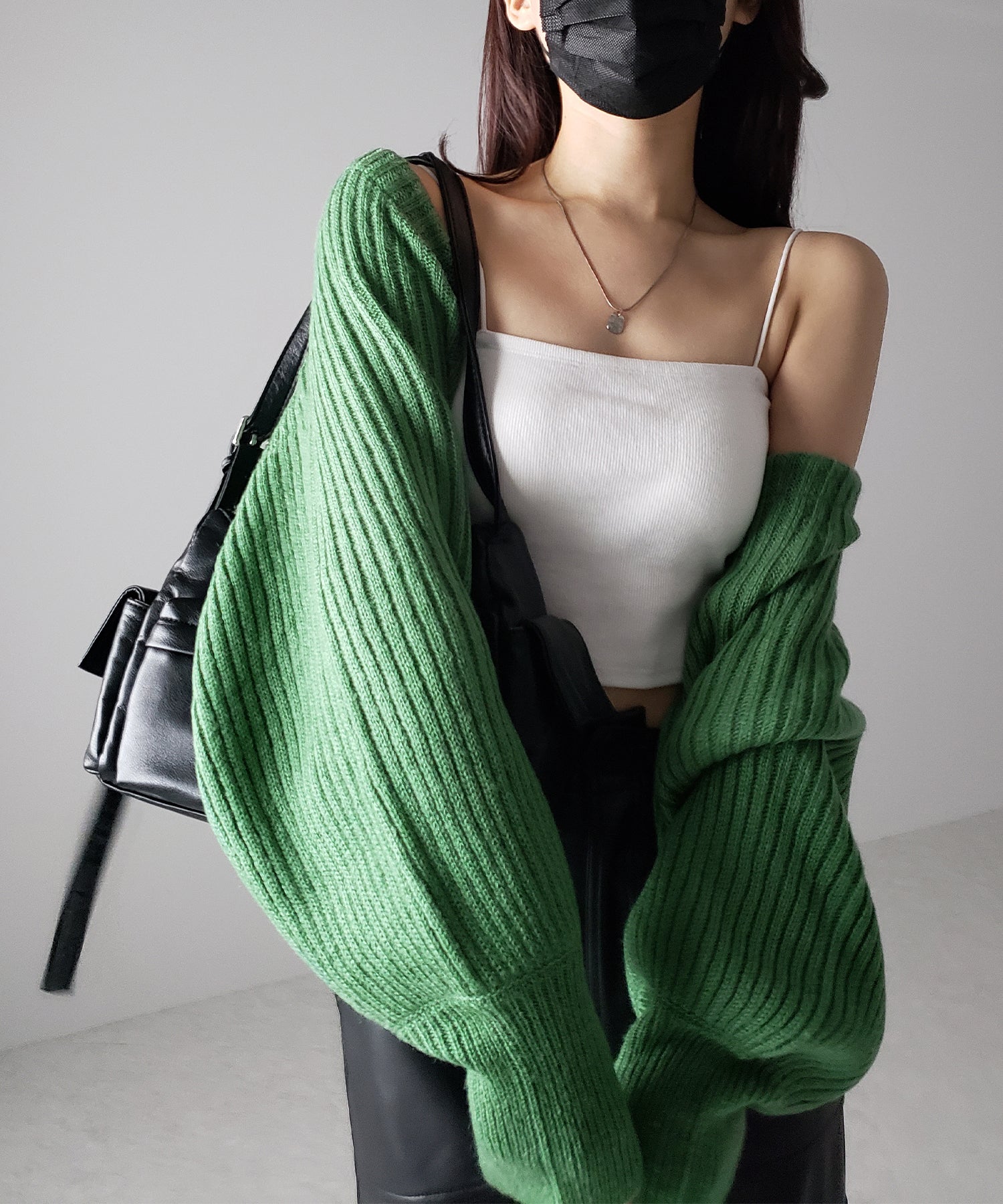 【 ９color 】２WAYリボンモヘアライクショートリブニットカーデ