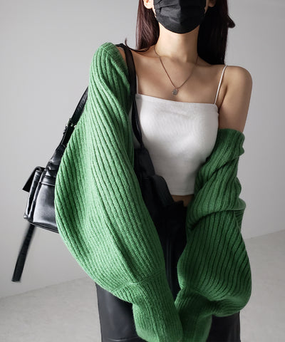 【 ９color 】２WAYリボンモヘアライクショートリブニットカーデ