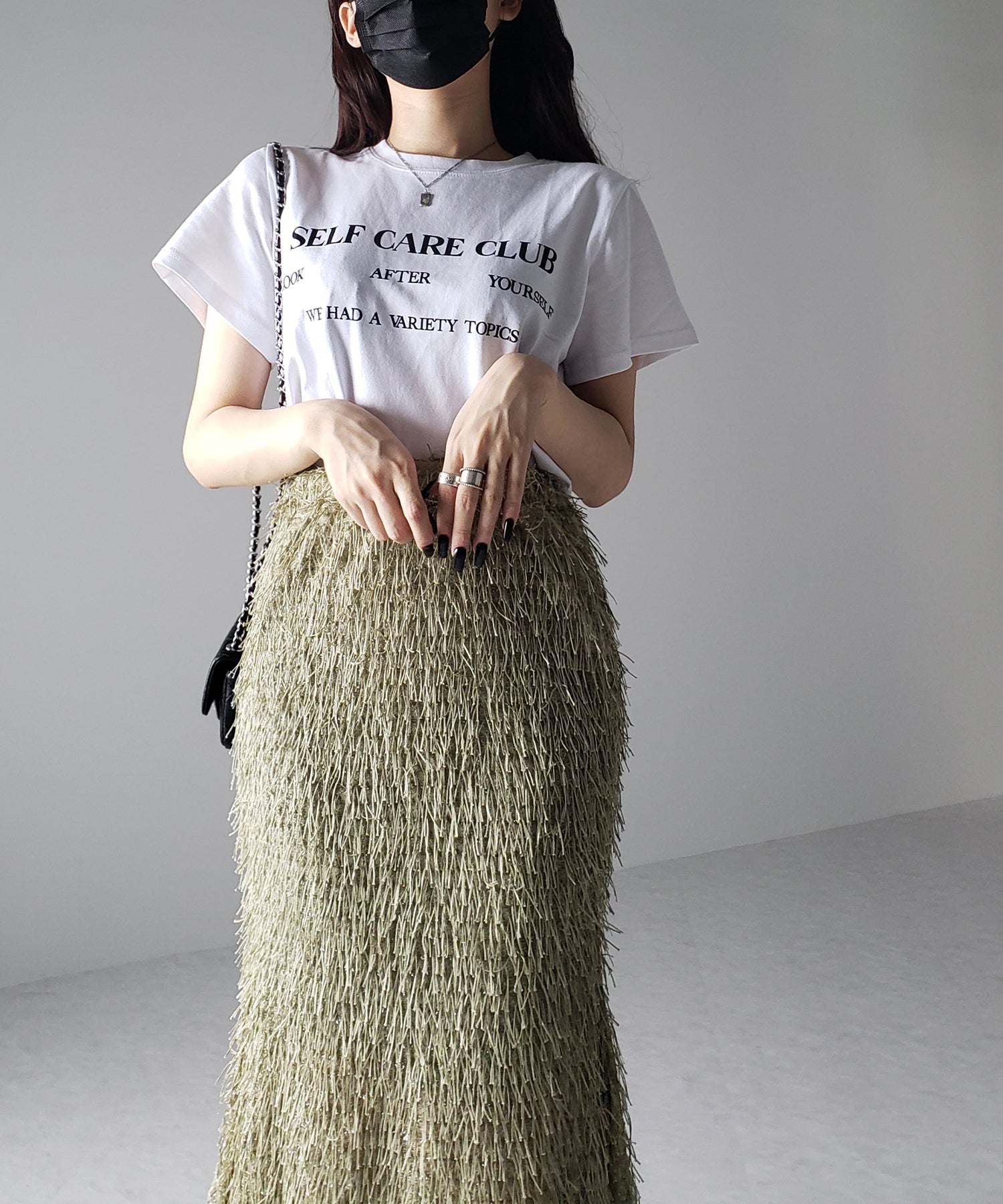 シャギーフリンジロングマーメイドスカート ／shaggy fringe long mermaid skirt