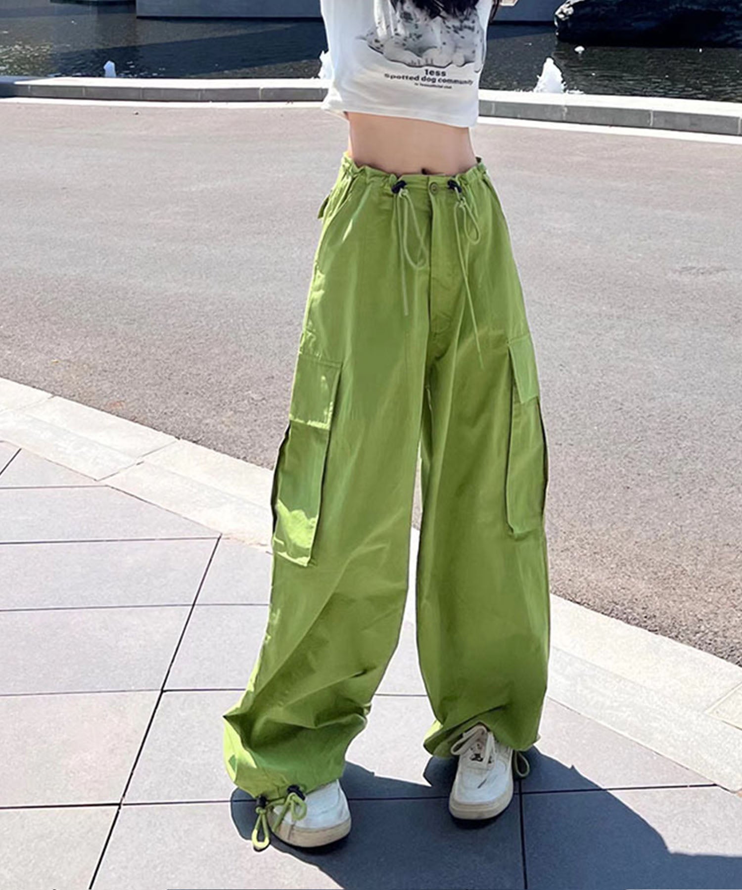 【 ２WAY ／３SIZE 】ドローストリングボリュームワイドカーゴパンツ