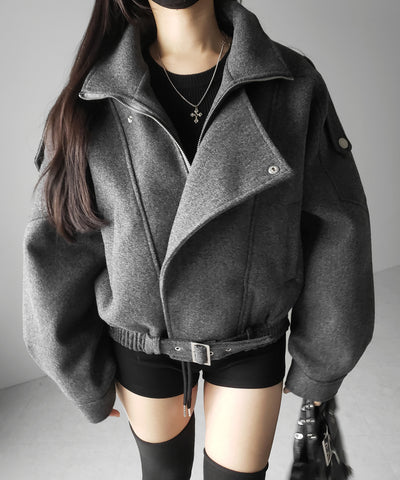 ウールライクベルテッドオーバーコート ／ wool like belted over coat