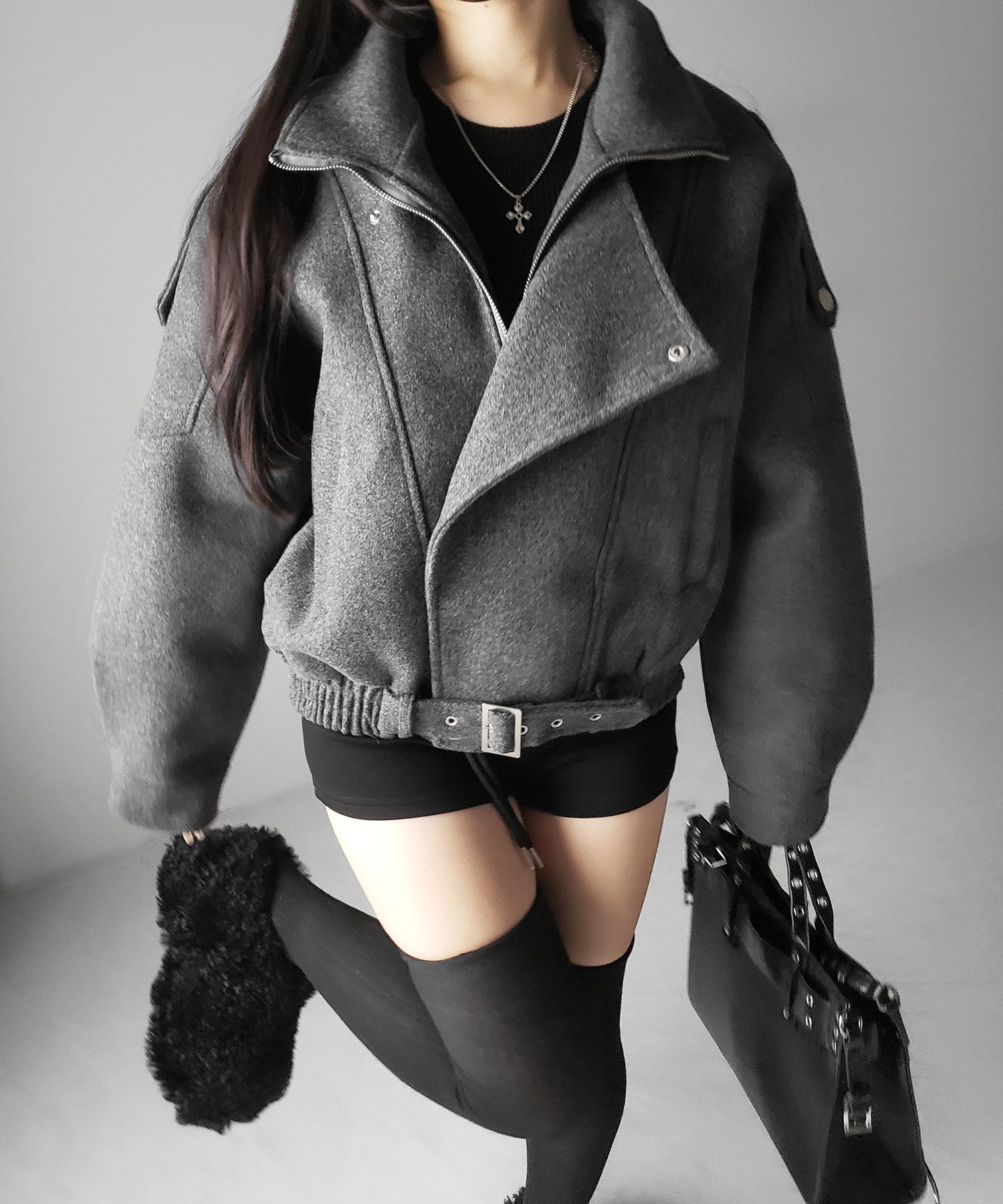 ウールライクベルテッドオーバーコート ／ wool like belted over coat