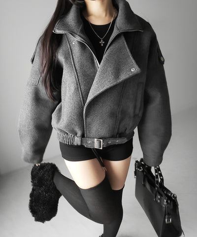 ウールライクベルテッドオーバーコート ／ wool like belted over coat