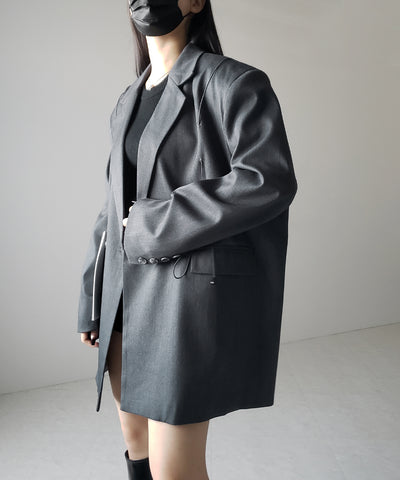 オーバーショルダードロストビッグテーラードジャケット ／ over shoulder drawstring big tailored jacket