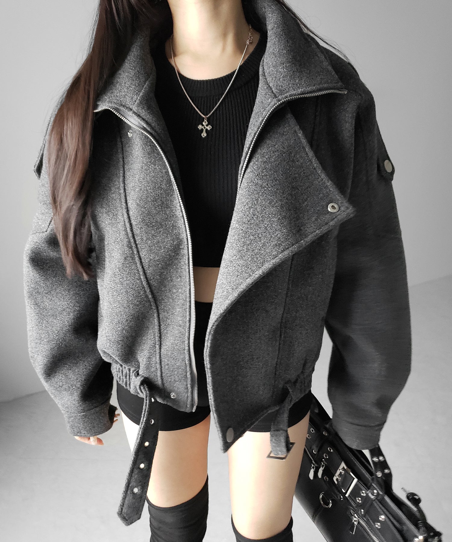 ウールライクベルテッドオーバーコート ／ wool like belted over coat