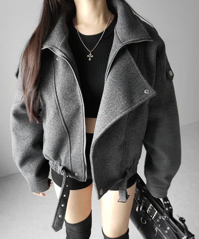 ウールライクベルテッドオーバーコート ／ wool like belted over coat