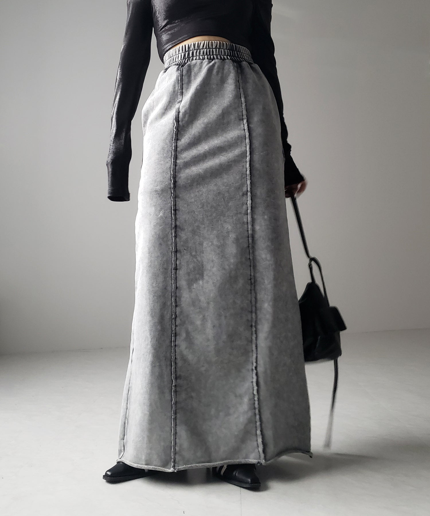 ヴィンテージブリーチウォッシュストレートスウェットロングスカート  