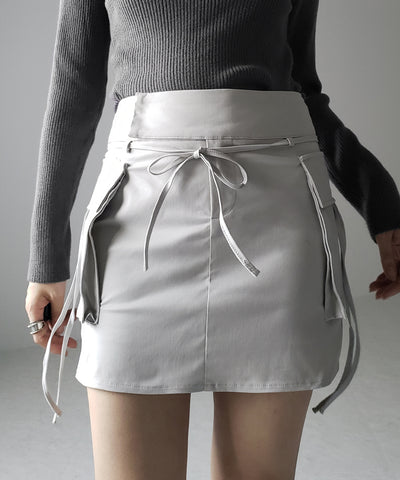 【 ２WAY 】３ストラップリボンカーゴミニスカート ／ three strap ribbon cargo mini skirt