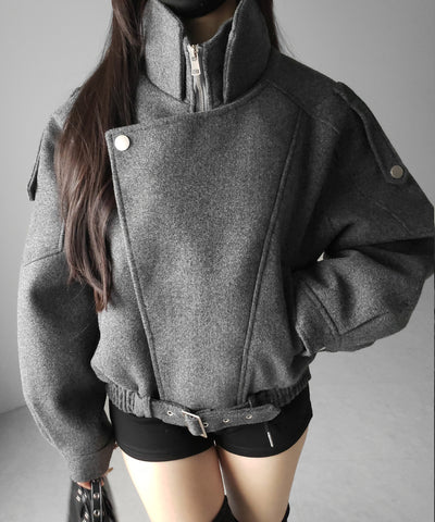ウールライクベルテッドオーバーコート ／ wool like belted over coat