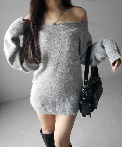 オフショルダーレディニットミニワンピース ／ off shoulder lady knit mini onepiece