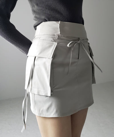 【 ２WAY 】３ストラップリボンカーゴミニスカート ／ three strap ribbon cargo mini skirt